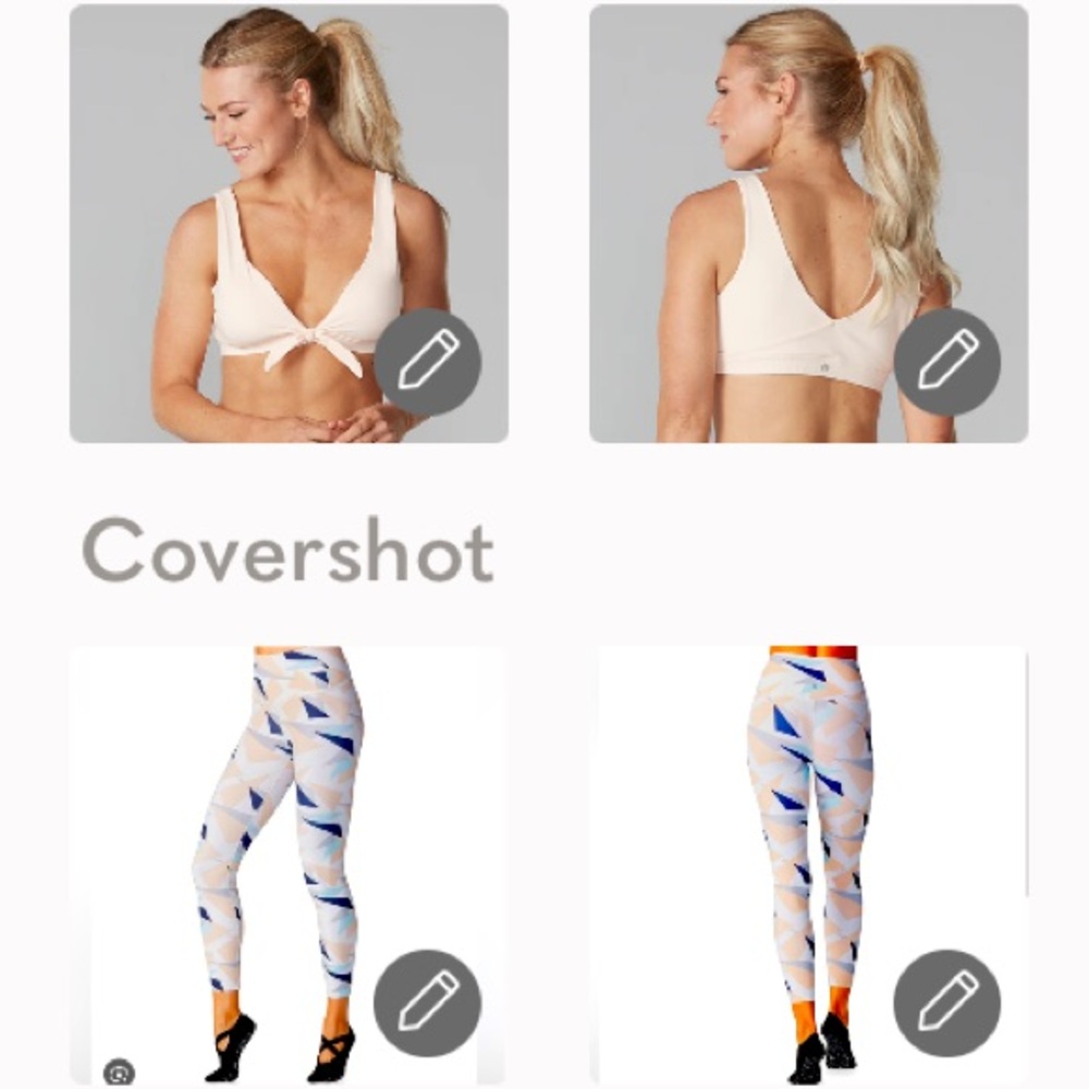 Tavi @Neiman Marcus Sunrise Tie Front Bra & Geo High Waisted 7/8 Tights Set SzXS